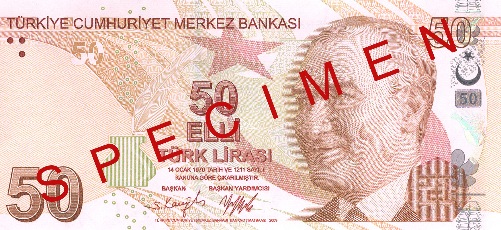 Waluta Turcji - awers 50 TRY