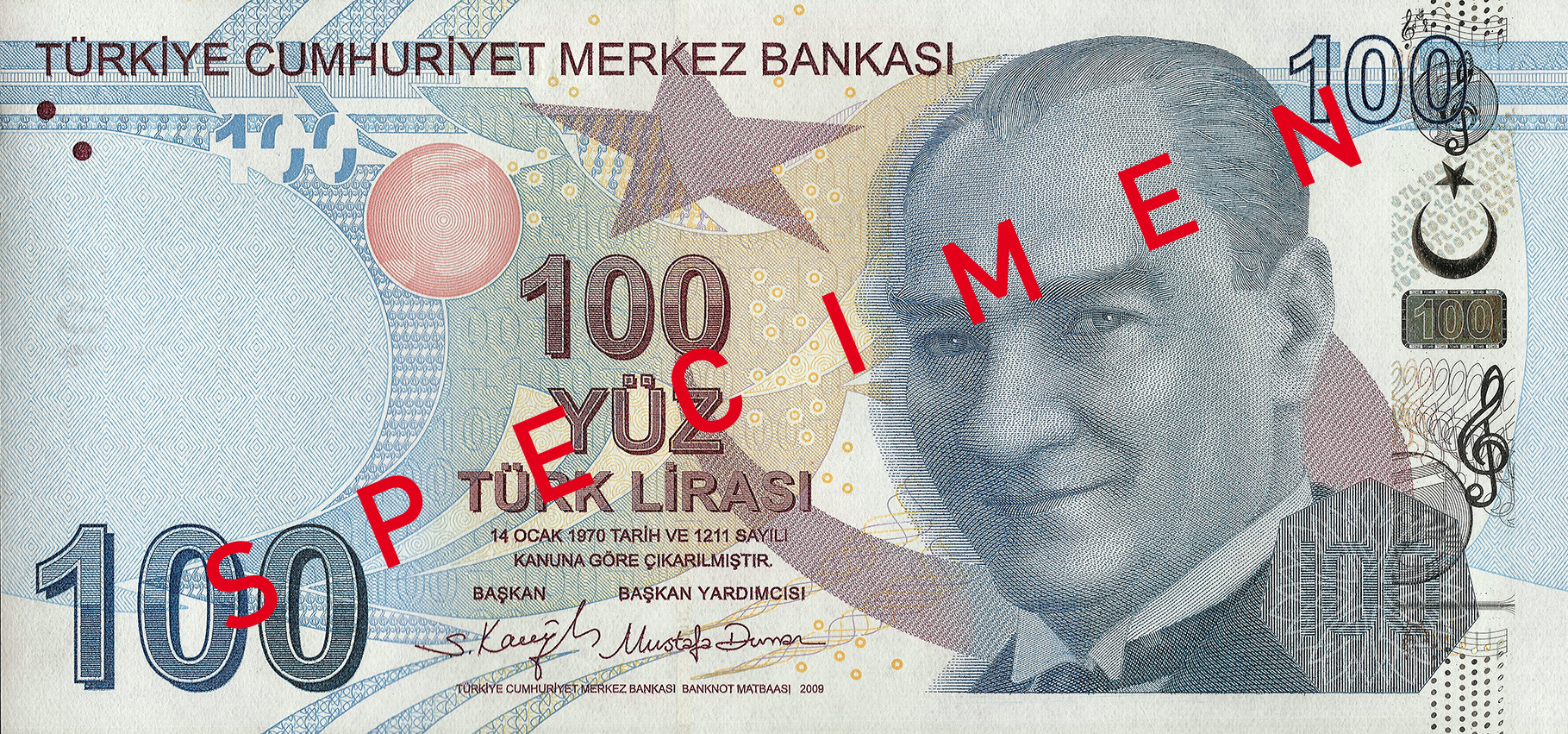 Waluta Turcji - awers 100 TRY