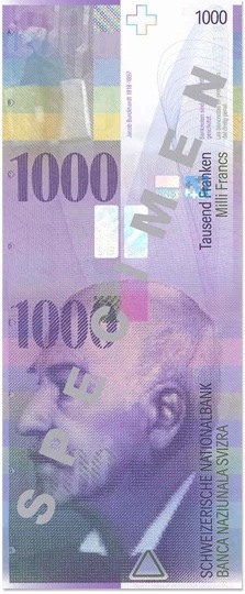 Wycofany frank szwajcarski 1000
